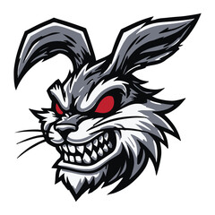 Esport aggressive rabbit  vector logo. aggressive rabbit mascot logo.