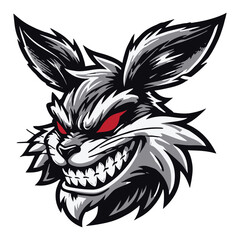 Esport aggressive rabbit  vector logo. aggressive rabbit mascot logo.