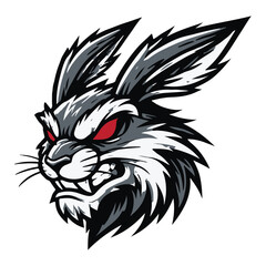 Esport aggressive rabbit  vector logo. aggressive rabbit mascot logo.