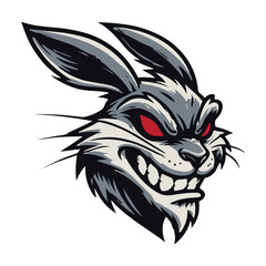 Esport aggressive rabbit  vector logo. aggressive rabbit mascot logo.