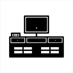 TV cabinet icon in thin line style