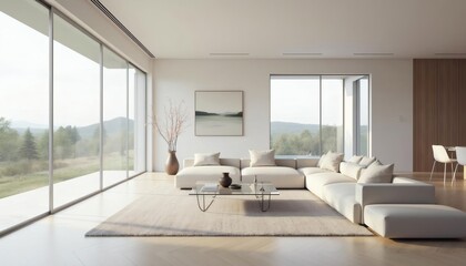 Modern Minimalist Living Room Design with Stunning Views