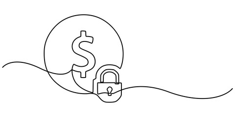 Fixed price solid icon continuous one line drawing, actual cost, actual price, fixed price, fixed cost, product cost, purchasing solid glyph icon, Fixed price icon thin line illustration, flat line.