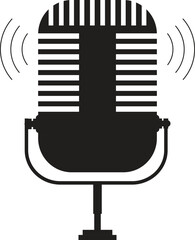 microphone icone design,Adobe illustration Black Color . Flat design. Vector Illustration Stock Vector 