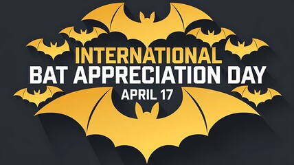 Bold International Bat Appreciation Day Vector with Stylized Bat Silhouettes and Dark Background