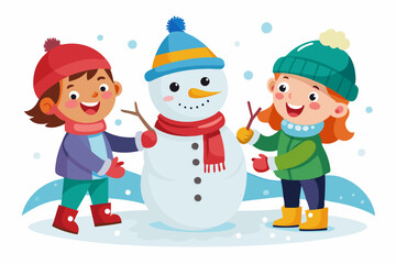 children playing with snow