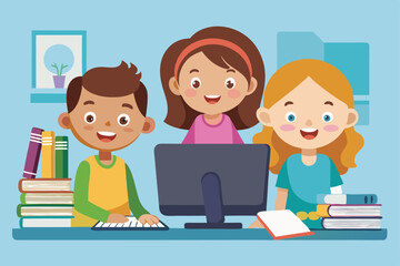 Children leaning coding basics