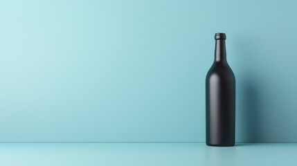 Stylish black bottle minimalist studio product photography calm atmosphere side view creative concept