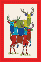 Gond Art Decor: Bring the Forest Home with Deer Art. Gond art, Tribal art India, Gond painting, Gond deer