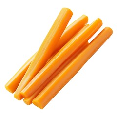 Orange carrot sticks isolated on white background.
