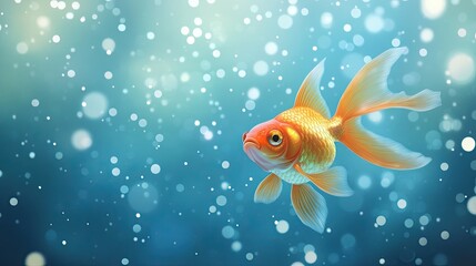 A goldfish peering over a bright pastel backdrop, ideal for an ad, card, or birthday party invite