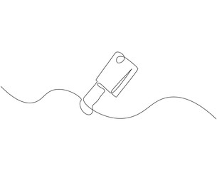 Continuous line drawing of butcher knife. Single line illustration of meat knife design. Kitchenware, butcher, kitchen equipment concept. Editable outline