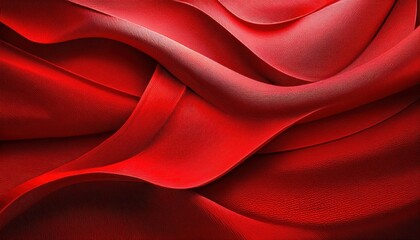 Vibrant Layered Textile Abstraction in Red Backdrop, Exuding a Rich Textural Depth and Artistic...