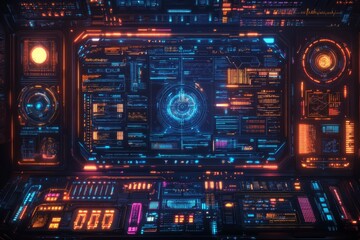 Obraz premium Futuristic dashboard interface with glowing elements
