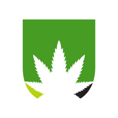 Initial Letter U Cannabis Logo Design Concept With Medical Marijuana Leaf Symbol