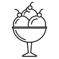 Delicious Ice Cream Sundae with Cherries Graphic Design