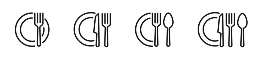 Dishware and dining illustrations. Eating setup symbols