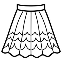 Chic Patterned Skirts Line Art Illustration