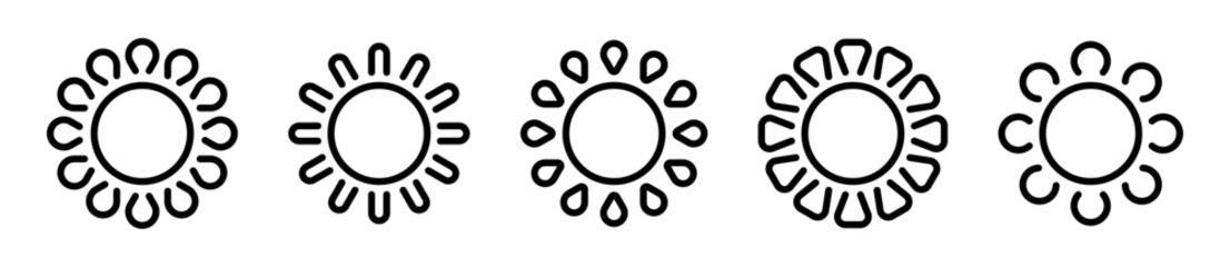 Sun cartoon outline symbols.