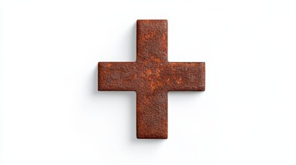 Obraz premium rusty metal plus sign on white background