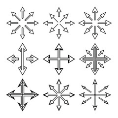 Flat Arrow Vector Illustration Set with Diverse Direction Icons