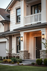 Luxury Home Exterior: Modern Architectural Design, Landscaping, and Stone Facade