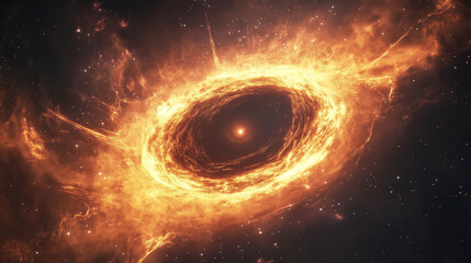 Massive Black Hole Surrounded by Fiery Accretion Disk in Space