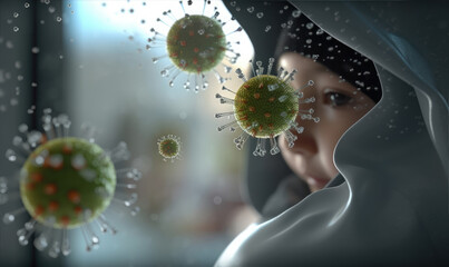 generated illustration of protect baby from virus concept