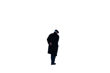 Rear view of an old man in the winter png isolated transparent