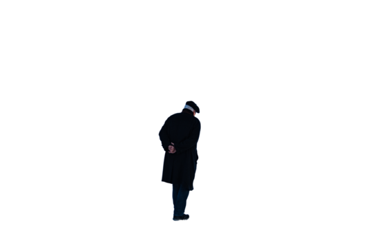 Rear view of an old man in the winter png isolated transparent