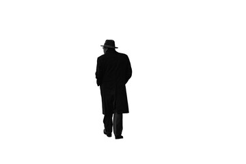 Rear view of an adult man in the winter png isolated transparent