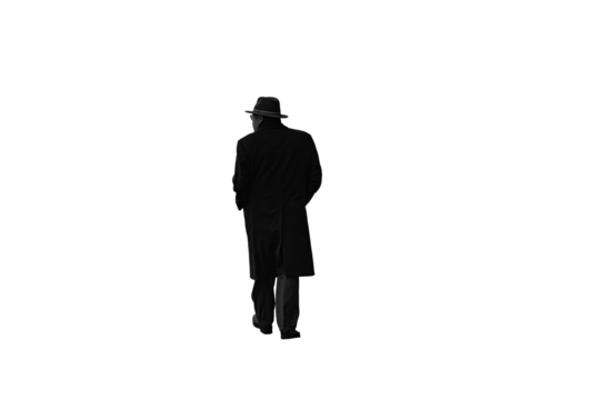 Rear view of an adult man in the winter png isolated transparent - Powered by Adobe