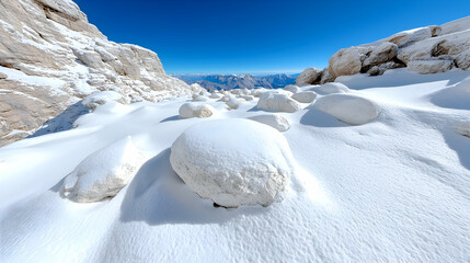 Snowy mountain pass, winter landscape, scenic view, background mountains