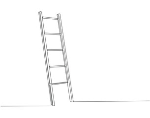 Continuous line drawing of stepladder. Single line illustration of stepladder, ladder. Repair equipment, Business, Success concept. Editable outline