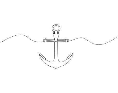 recommend clip art: Continuous line drawing of sea anchor. Single line illustration of sea anchor. Maritime, Ocean, Sea, World anchor day concept. Editable outline