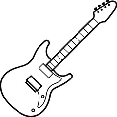 Electric guitar vector illustration showing a black musical instrument isolated on white background