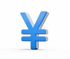 Fototapeta premium Vibrant Blue Japanese Yen Currency Symbol Gleams With Sleek Modern Design 3D Illustration