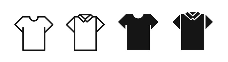 T-shirt flat vector icon set.