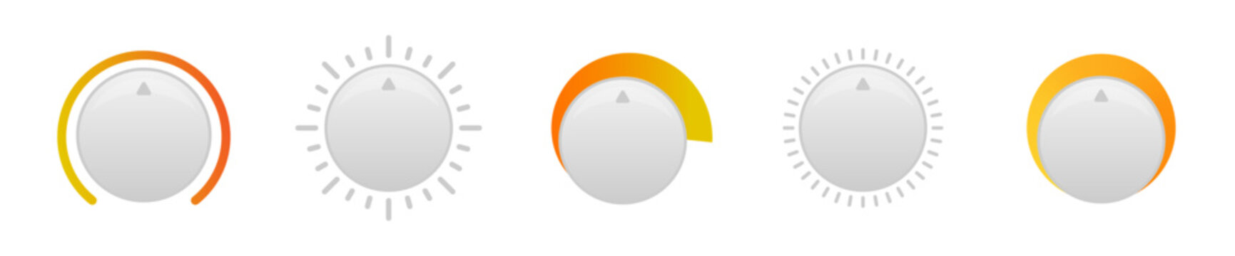 Turning knob button vector icon set.
Rotary buttons for control panels