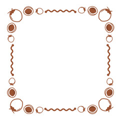 brown line wave square frame and coconut