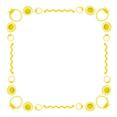 yellow line wave square frame and coconut