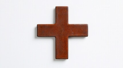 Obraz premium rustic brown metal cross on a white background