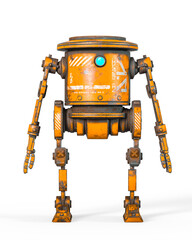 coolest robot is standing up in white background