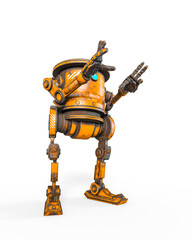 coolest robot is saying stop there in white background on side view