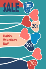 Valentine day, 14 february. heard. Vector illustration.