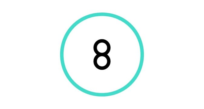 Blue circle number 8 button icon animation videos