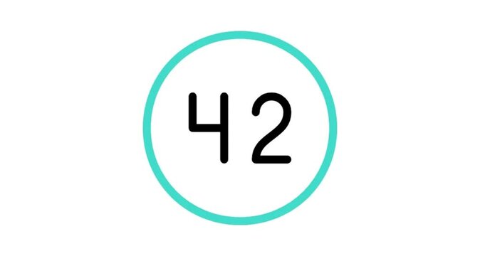 Blue circle number 42 button icon animation videos