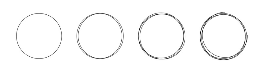 Hand drawn circle vector set.