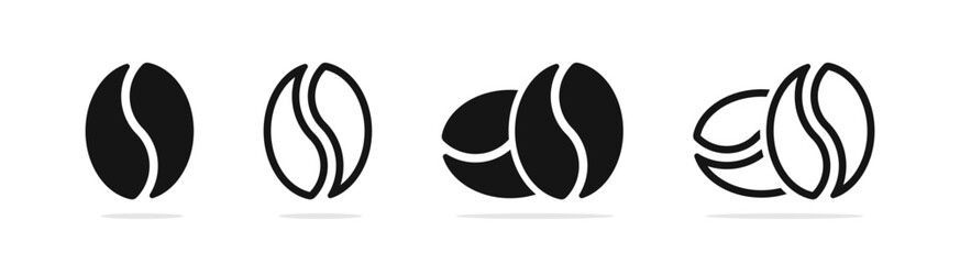 Coffee bean vector icon set.