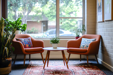 Obraz premium Midwife's Consultation Office Featuring Pregnancy Guides and Warm Decor 